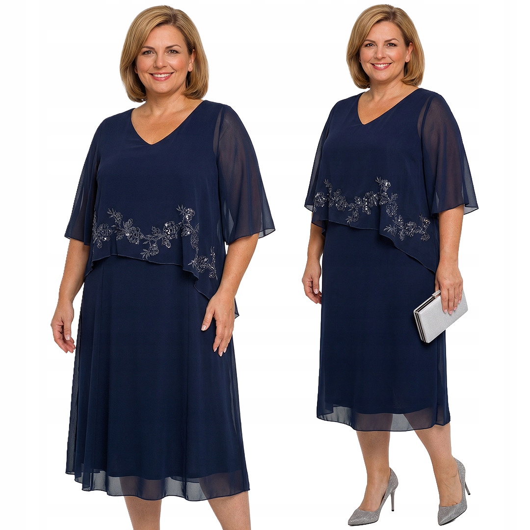 Tmavě modrá šaty s lesklým vzorem plus size velikost 50