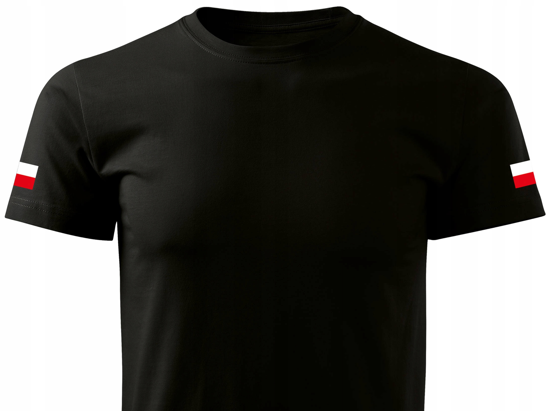 

Czarna poligonowa koszulka Wot z flagami Polski