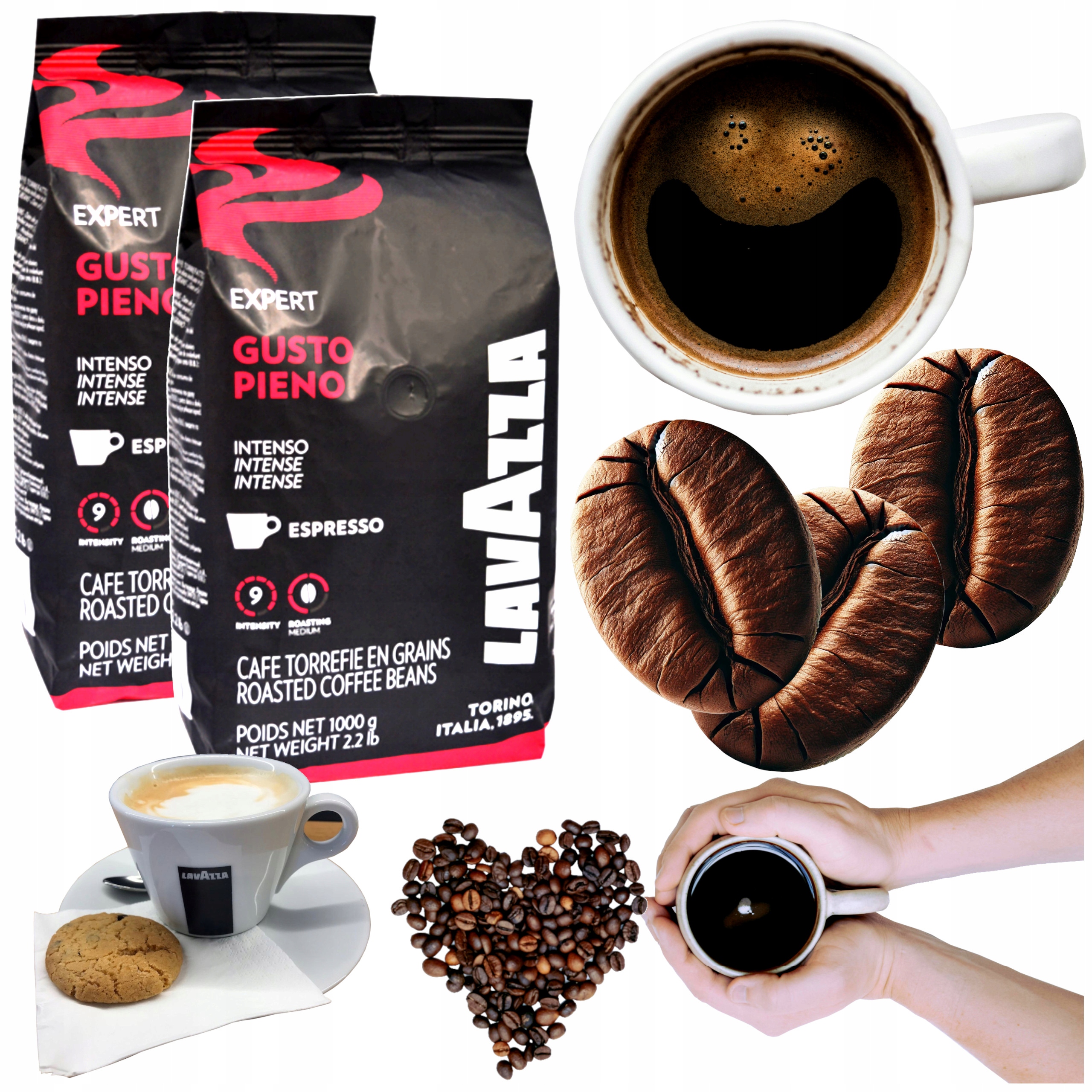 Kawa ziarnista 1kg x2 op. Lavazza Expert Gusto Pieno mieszana do ekspresu