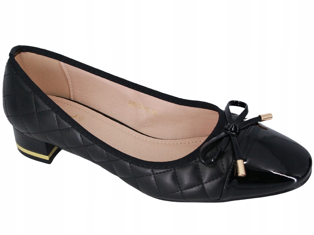 Lodičky Na Nízkém Podpatku Z Eko Kůže, Černé, Velké Velikosti 43