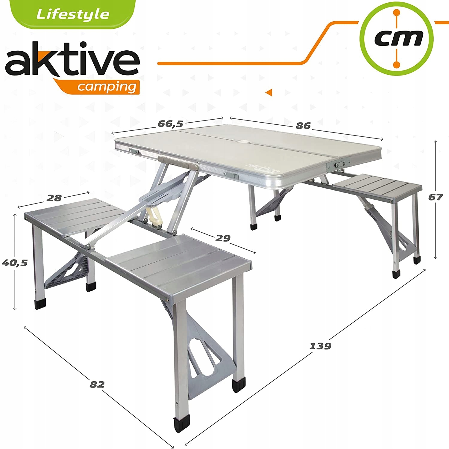 Stół turystyczny ACTIVE Lekki, 86 x 139 x 67 cm EAN (GTIN) 8412842528871