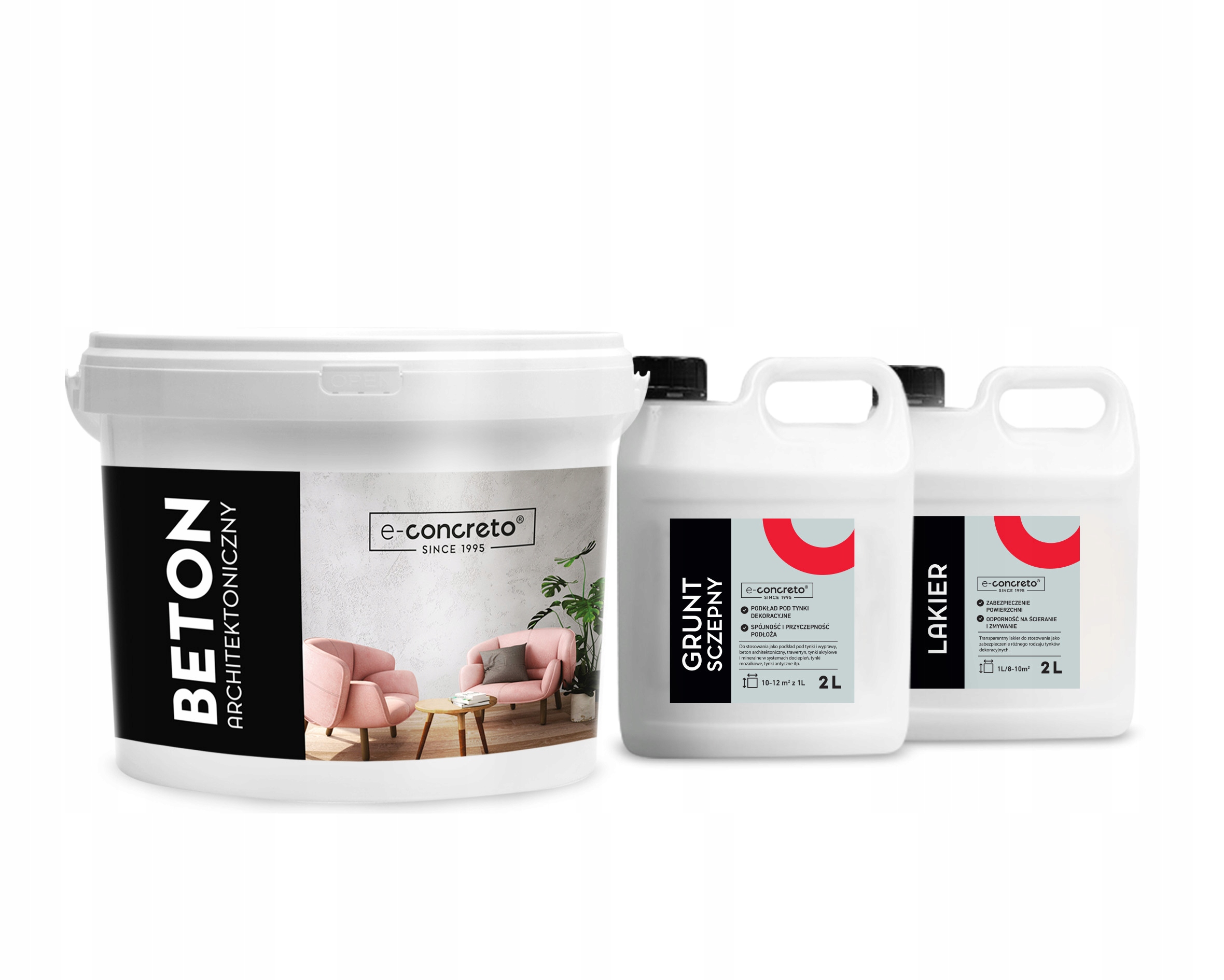 

Beton tynk dekoracyjny Antracyt 15m2 Zestaw