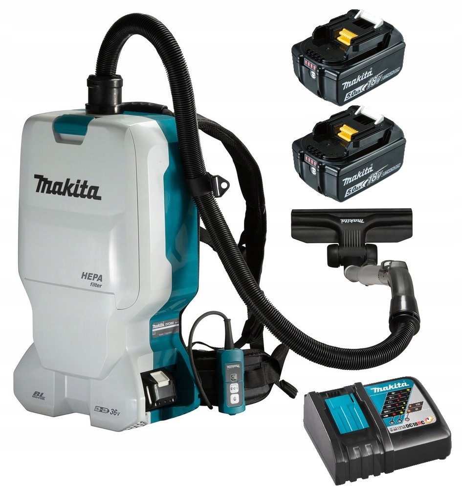 Makita Aku Odkurzacz Przemysłowy Lxt 2x18V 110mBar 6L 2x5Ah DC18RC DVC660