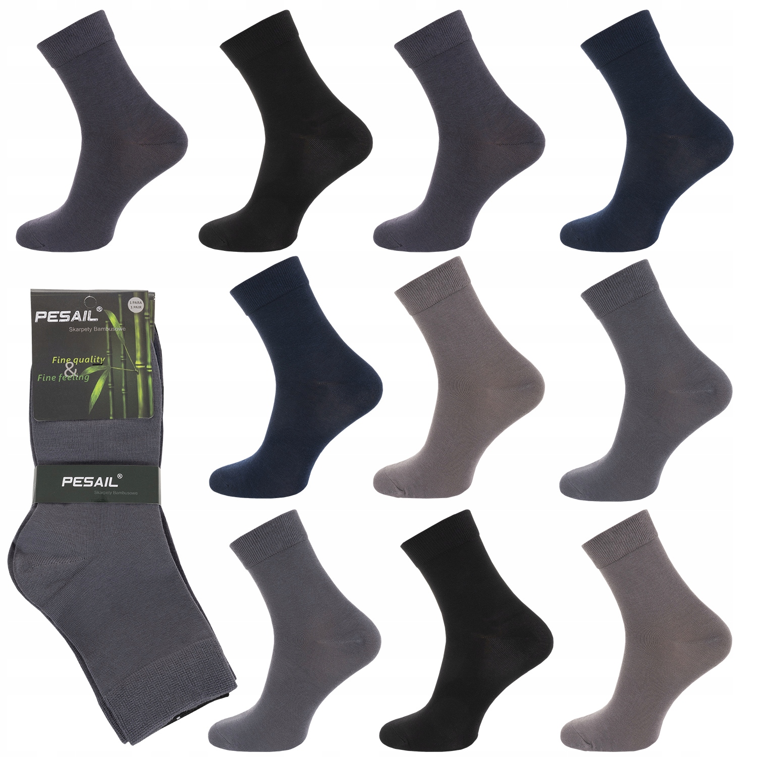 

10PAK Skarpety Bambusowe Męskie MIX 43-46