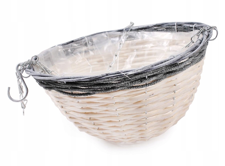 WIKLINOWY KOSZ WISZĄCY NA KWIATY 28x28x15/50 cm Długość maksymalna 28 cm