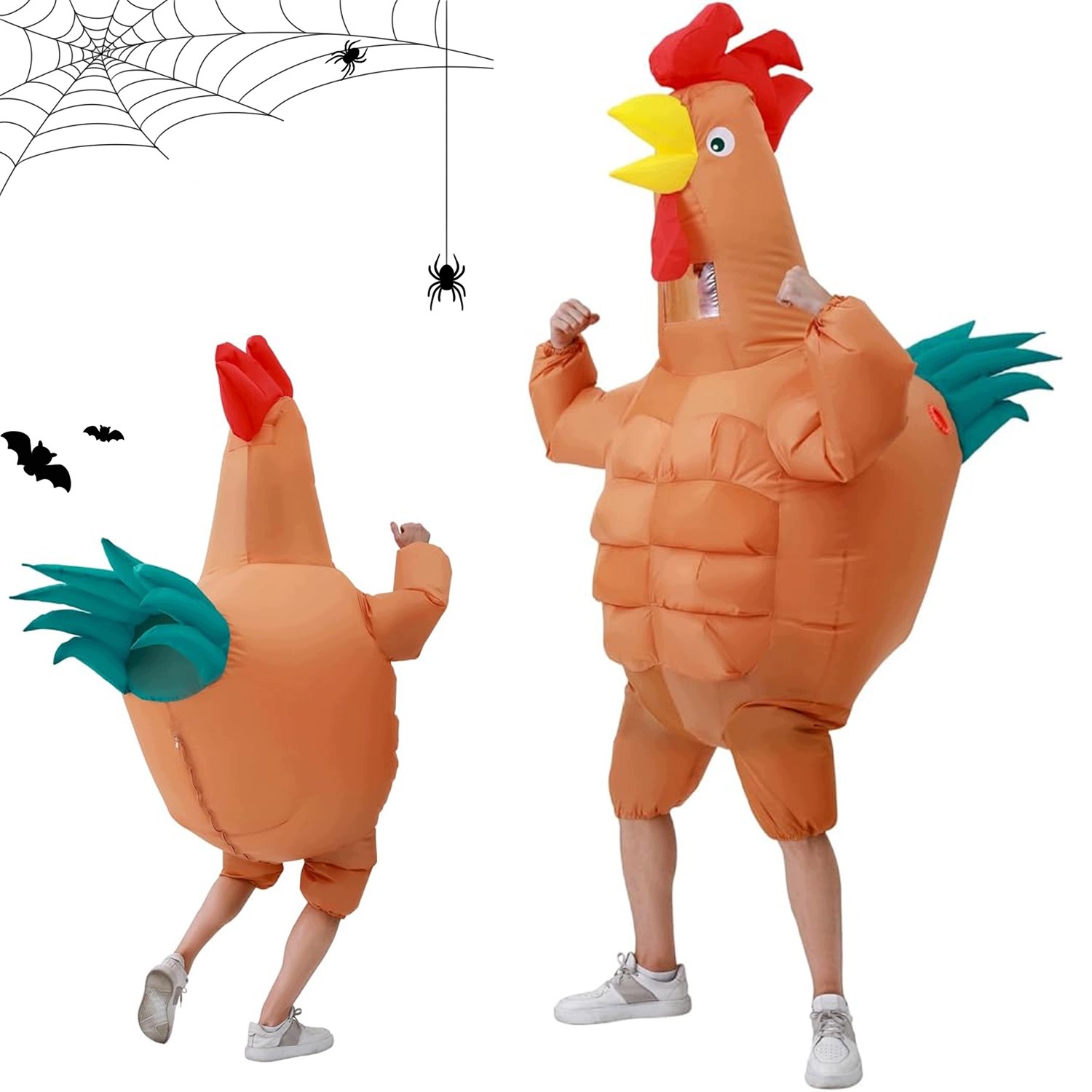 Nafukovací kostým kohouta Bedee s ventilátorem na Halloween a karneval