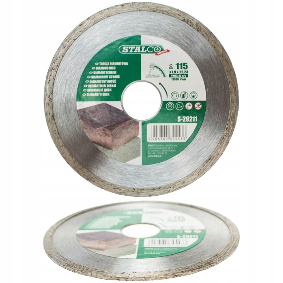 

Tarcza Diamentowa Pełna Stalco 115 X 1,9 X 22,23MM