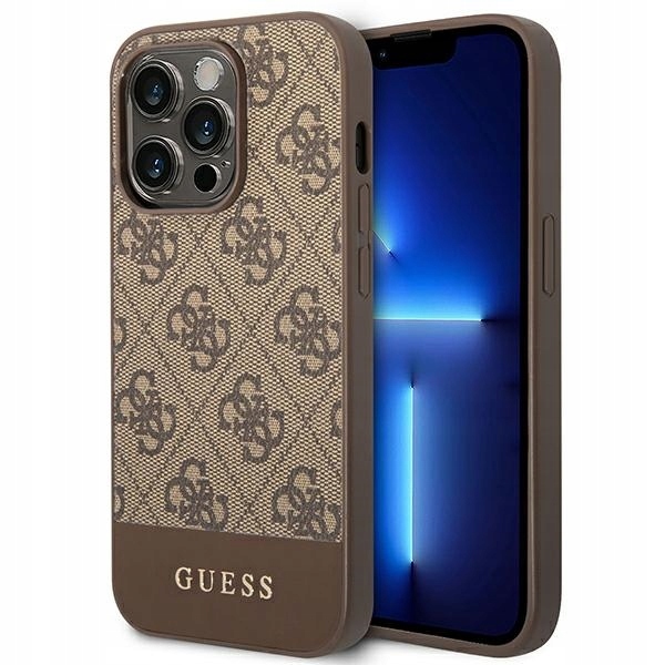 Guess GUHCP14LG4GLBR iPhone 14 Pro 6,1" hnědý/brown hard case 4G Stripe C