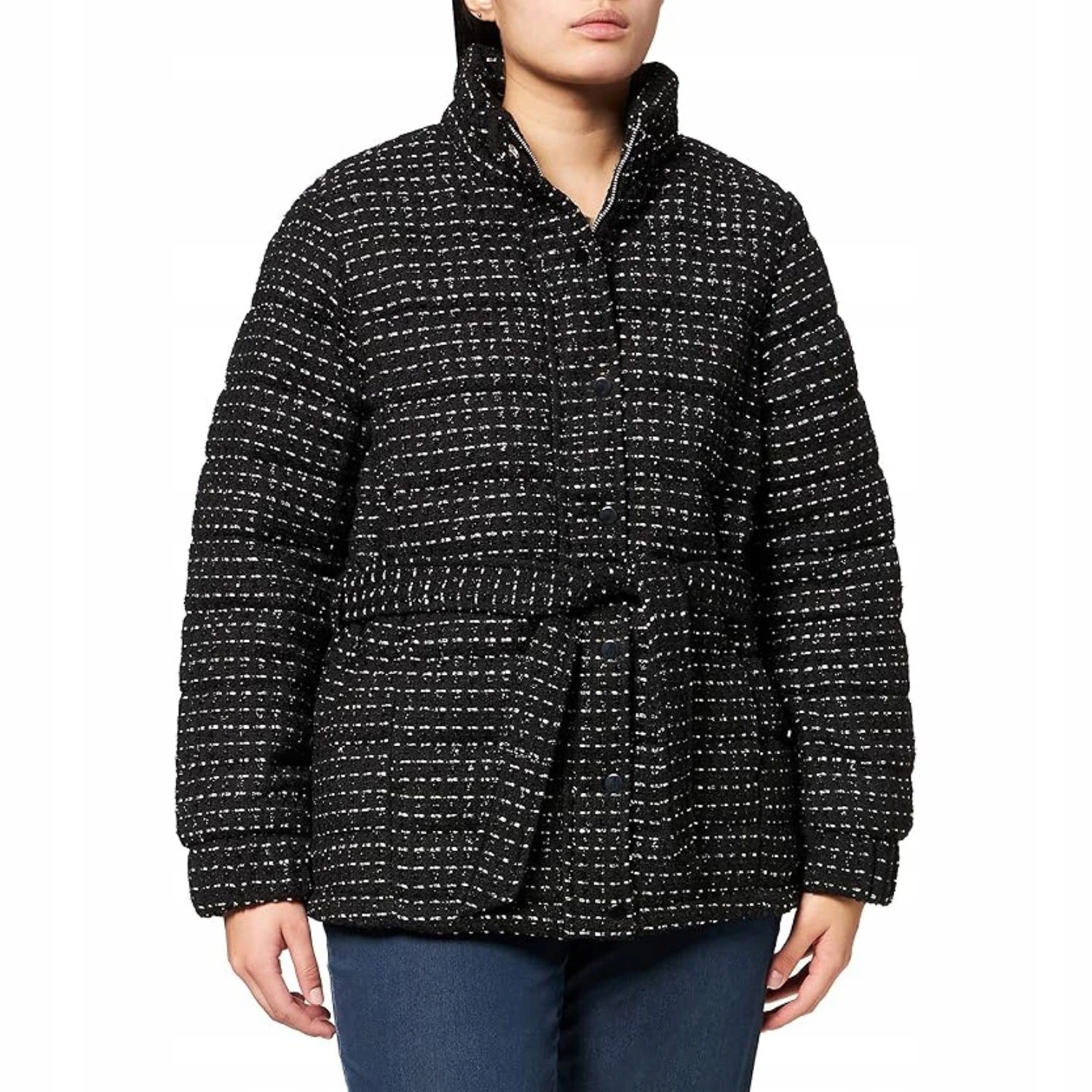 Dámská zimní bunda Naf Naf prošívaná péřová černá kabátová EU38