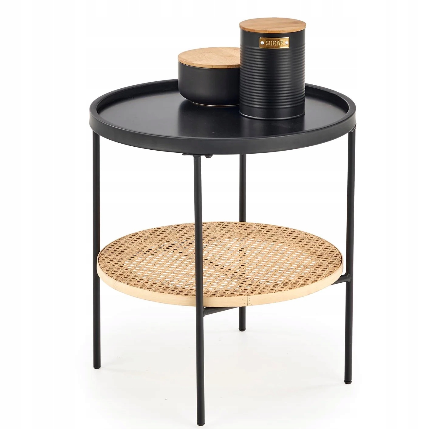 

Okrągły Stolik Nocny Boho Loft Kampa Rattan Czarny