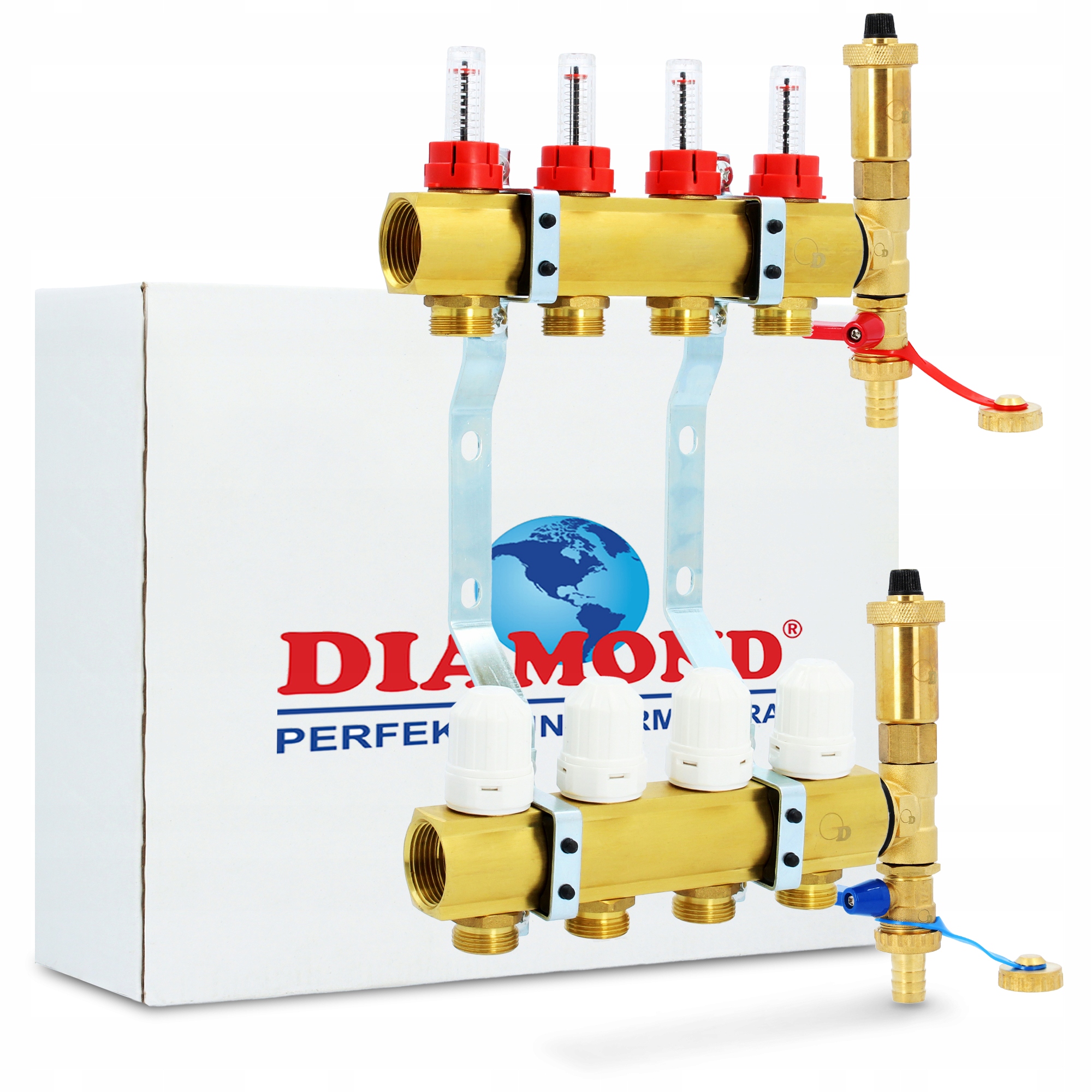 Rozdeľovač Podlahovky podlahového vykurovania 4 Obvody Sekcie Odpoveď 4F-P