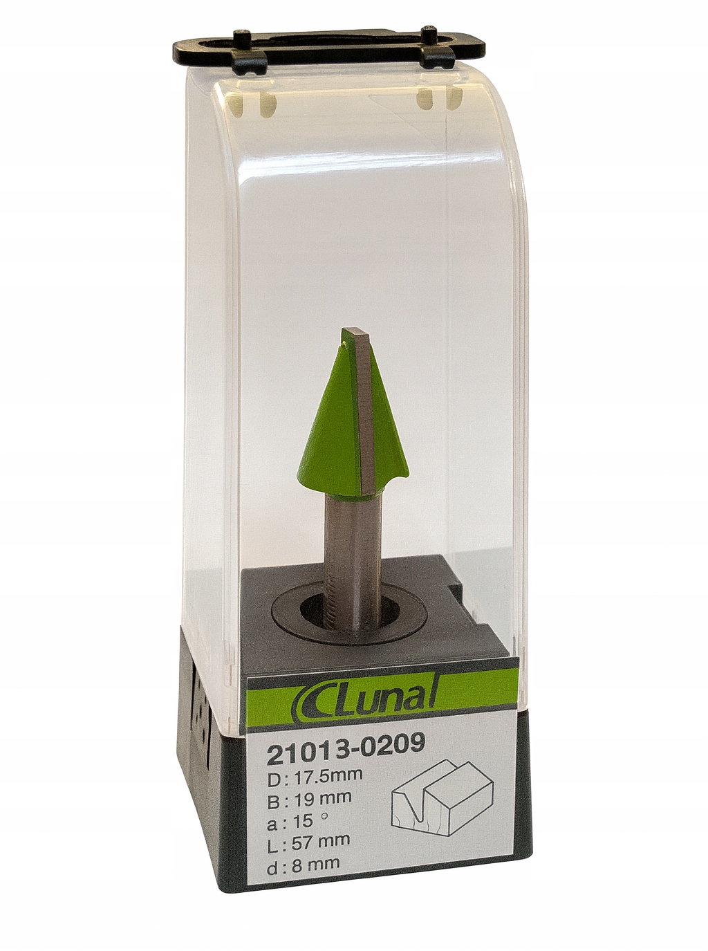 Fázová fréza 17.5 mm H19 mm délka 57 mm stopka 8 mm úhel 15° bez ložiska Luna