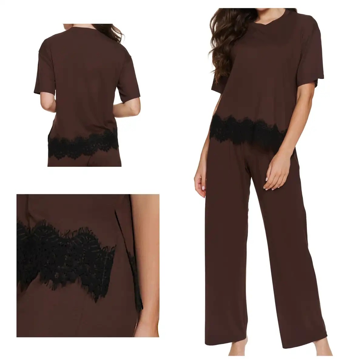 Doctor Nap Dámské pyžamo z viskózy Pw 7536 chocolate plus 3XL