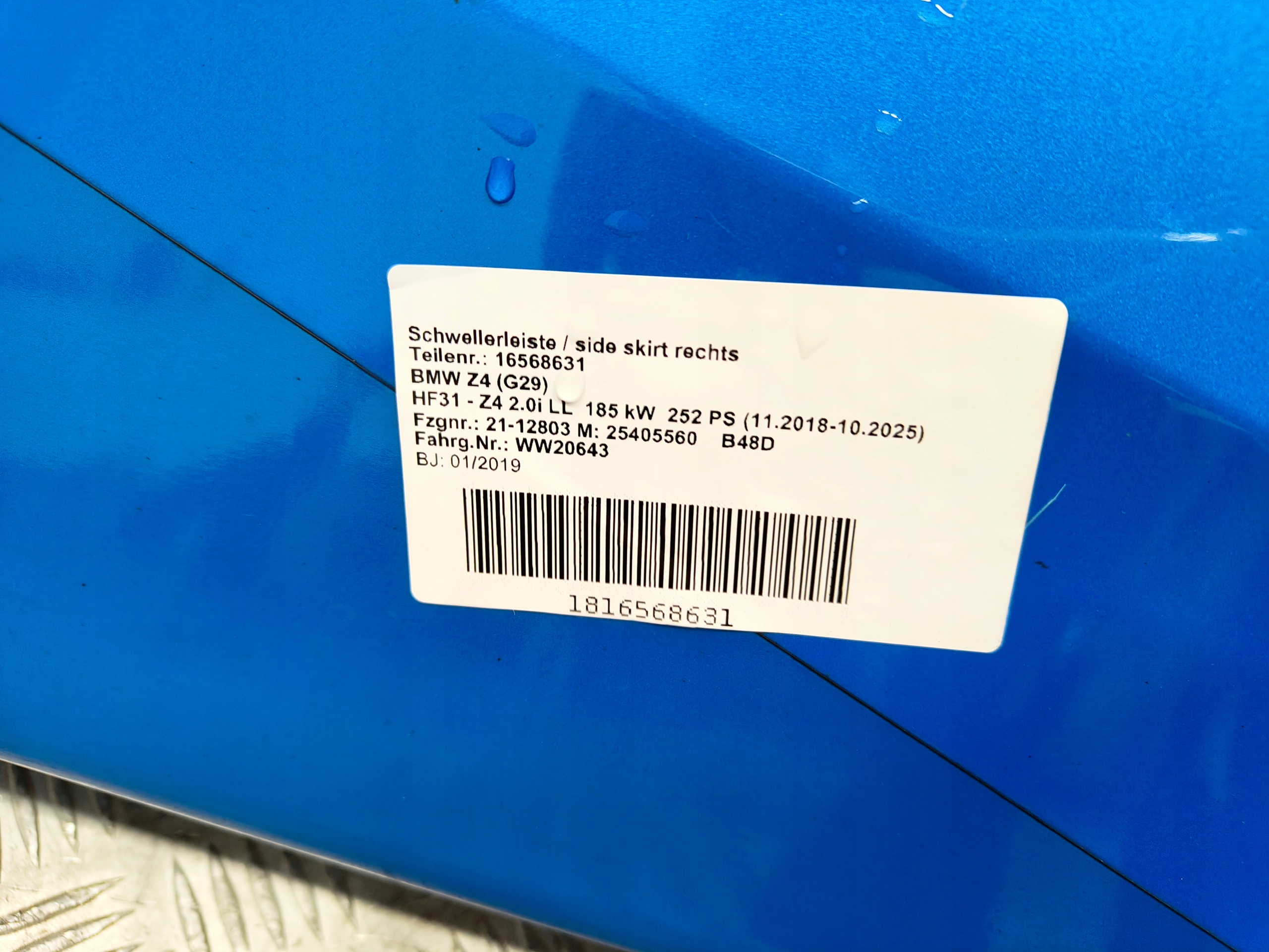 BMW Z4 G29 moulding cap of the threshold threshold right m-packet C1D