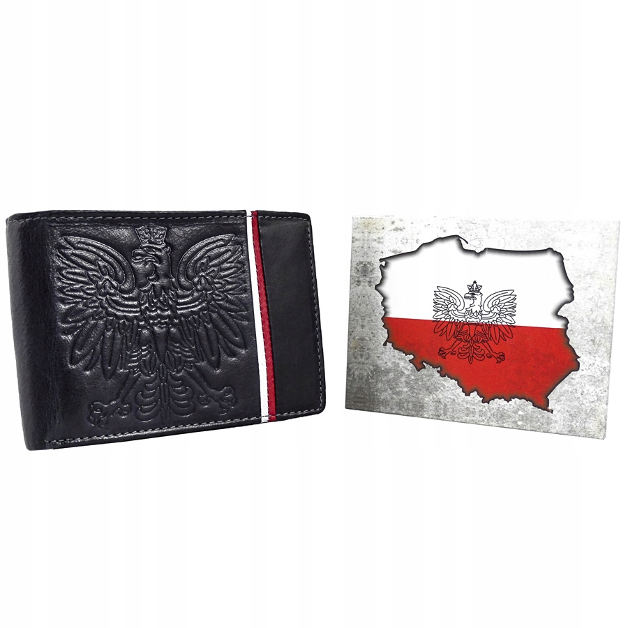 

Portfel meski z Orłem czarny Skorzany patriotyczny
