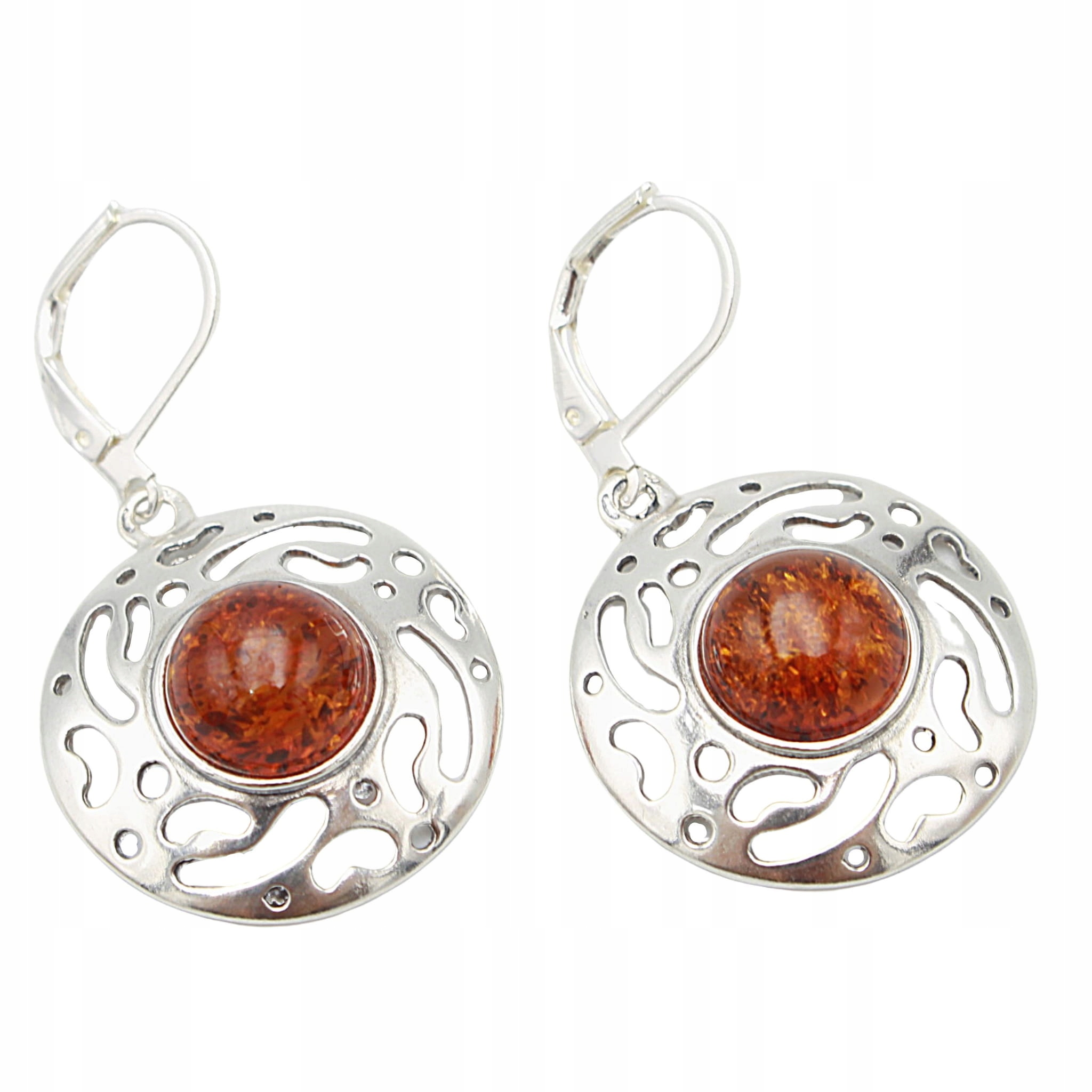 Stříbrné Náušnice s přírodním jantarem Jantar