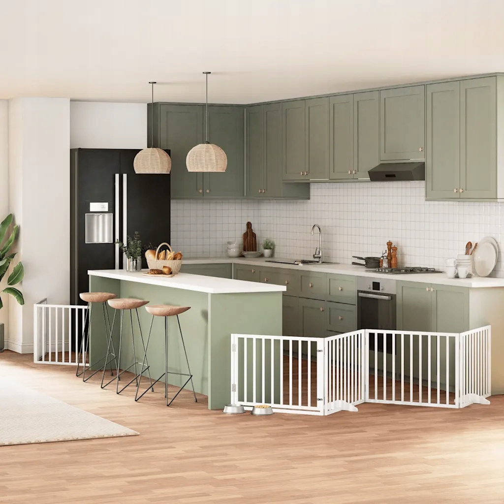 Zábrana pro psy s dvířky skládací 10 panelů bílá 800 cm topol Bílá 3155563