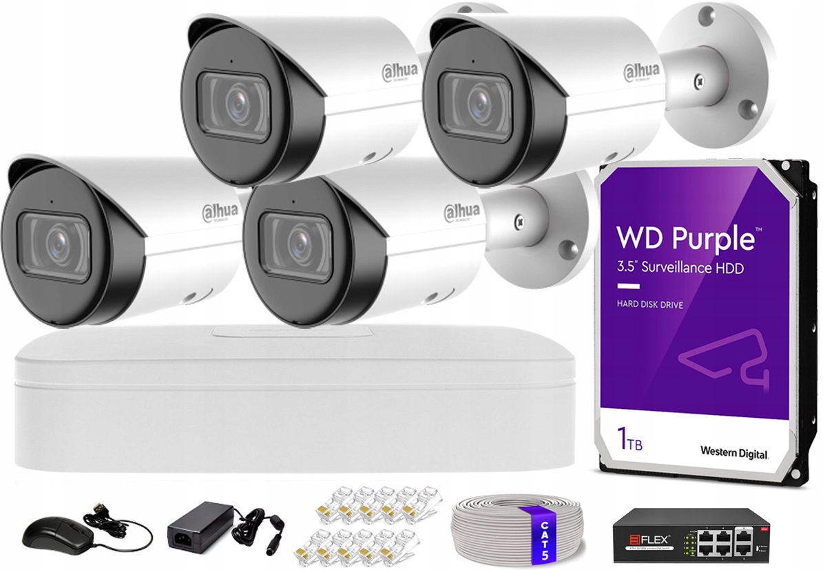 Sada Pro Monitorování 4 Venkovních Kamer 4MPX Analytika Ai Dahua Wizsense