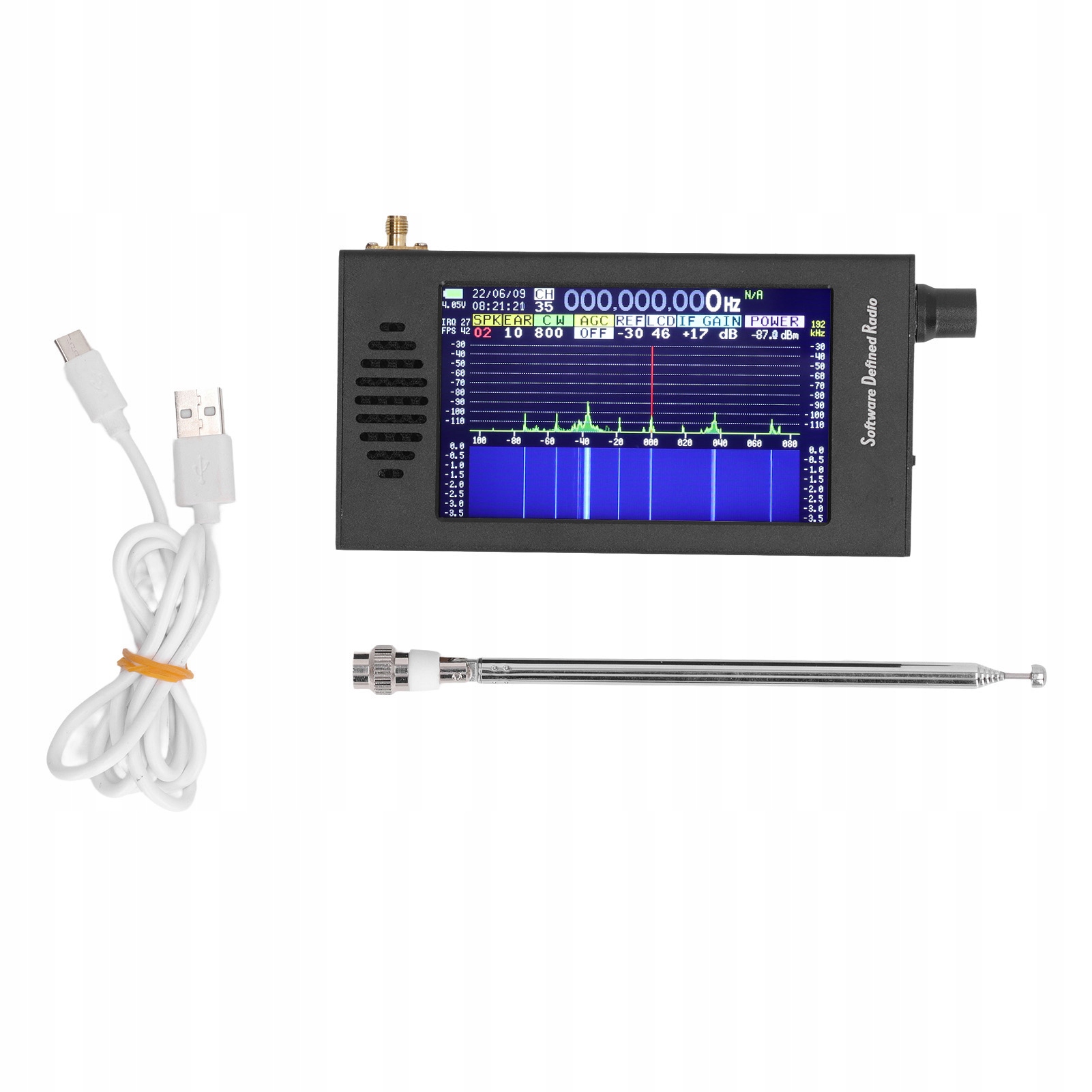 Odbiornik radiowy DSP SDR przenośny z wyświetlaczem LCD 100 kHz-149 MHz
