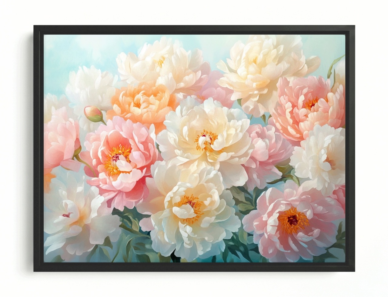 Obraz Rám Americká Krabička Dekorace Kytice Květiny Pivoňky 80x60