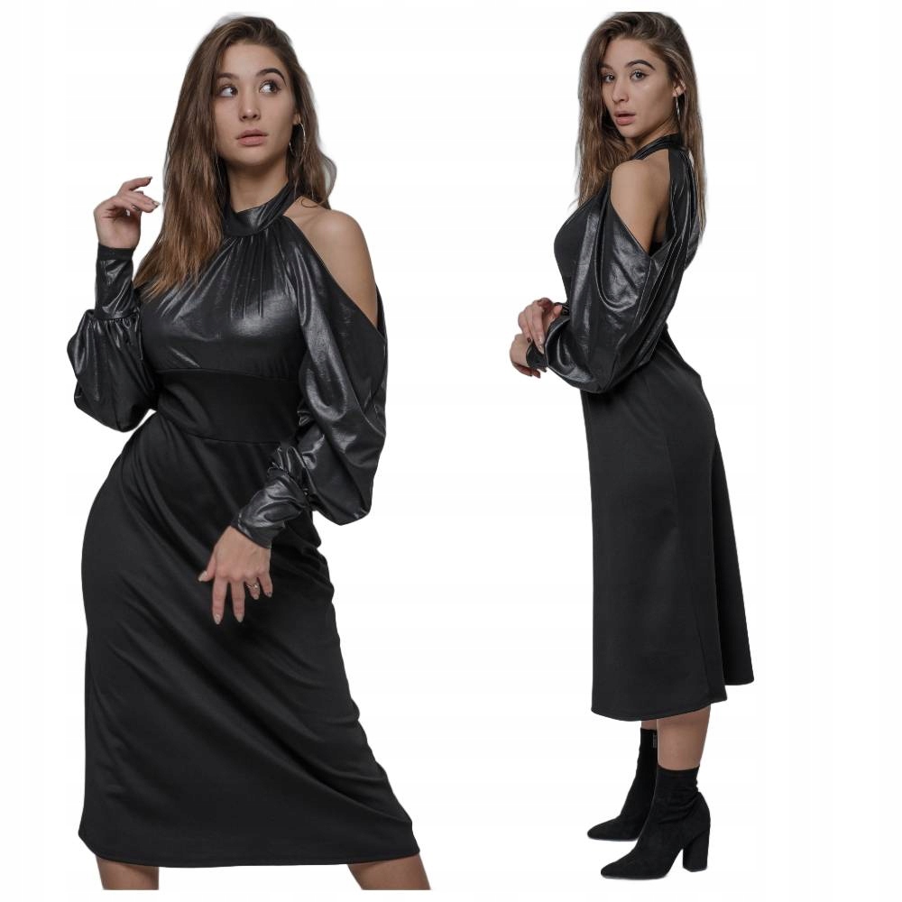 Černá šaty s bufetovými rukávy S42 XL/2XL