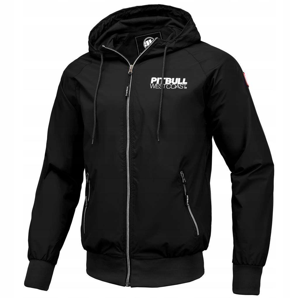 Pitbull Hooded Nylon Jacket Athletic bunda větrovka s kapucí černá velikost S