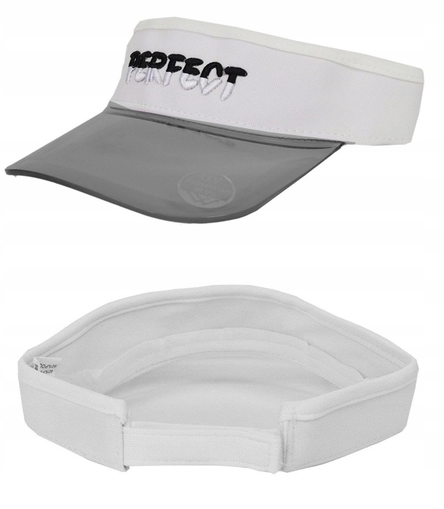 LEKKI DASZEK REGULOWANY PRZECIWSŁONECZNY Z NAPISEM PERFECT SZARY BIAŁY