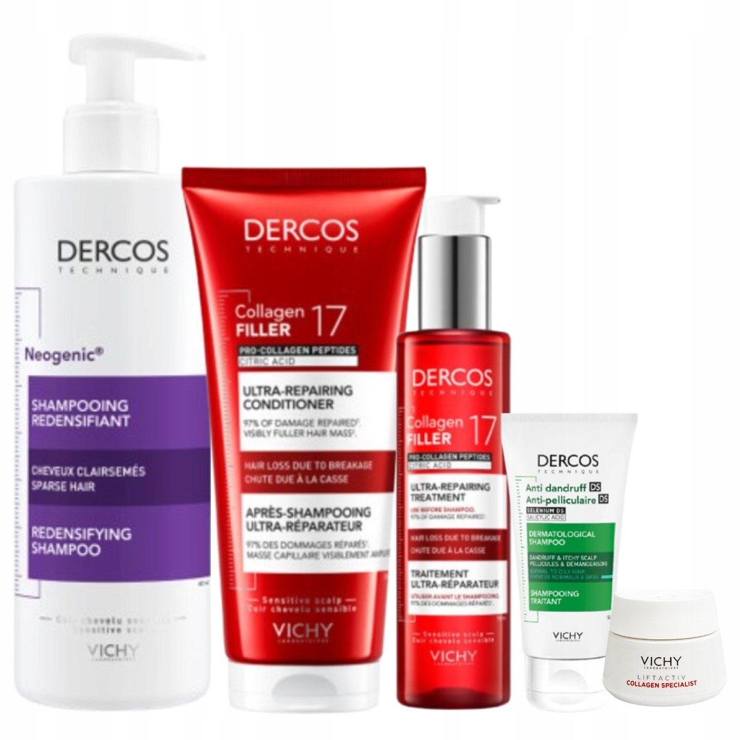Vichy Dercos Neogenic szampon 400ml Collagen 17 Filler Odżywka Kuracja