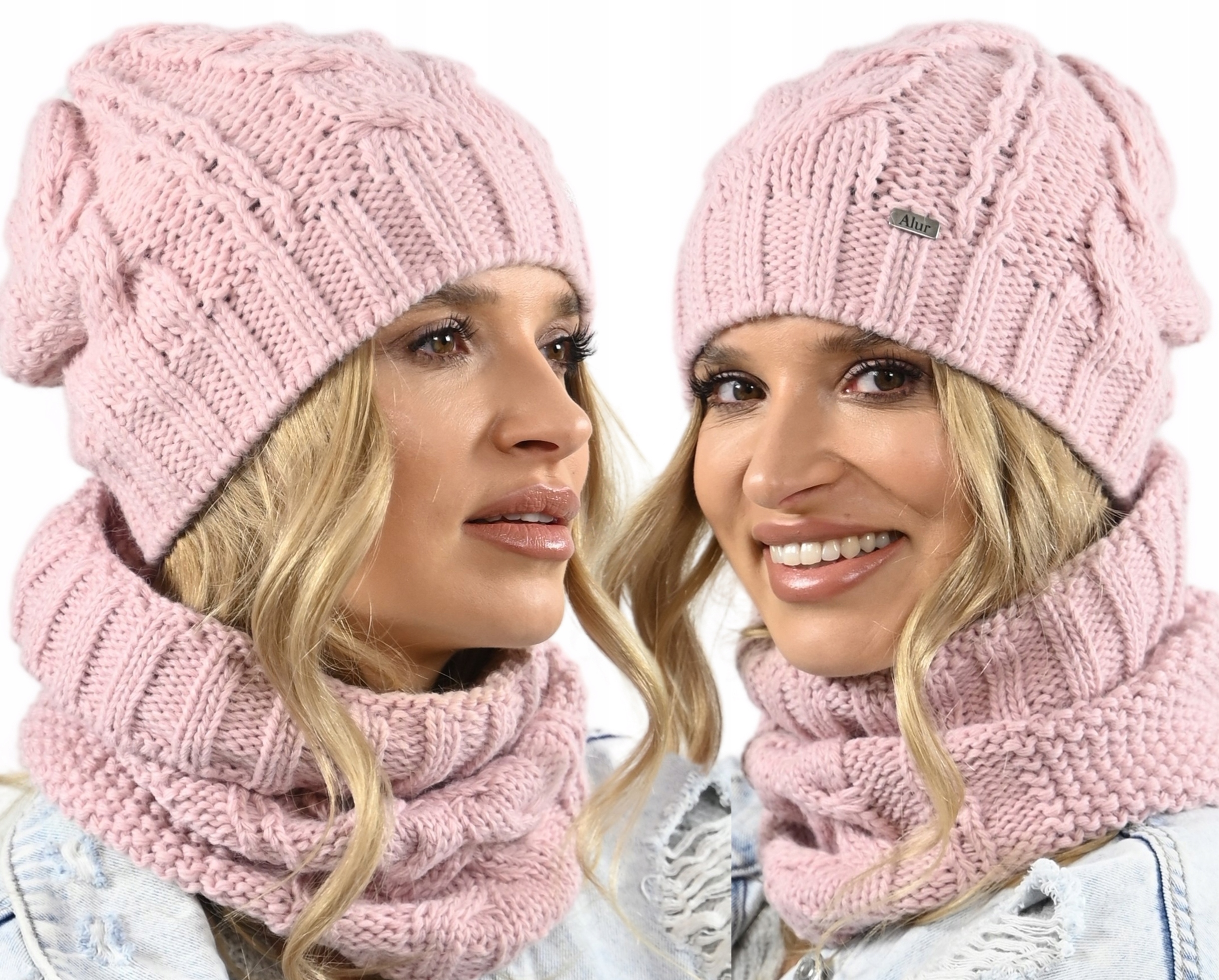 Čepice Nákrčník Elegantní dámský hřejivý set na zimu Polský Výrobce A10