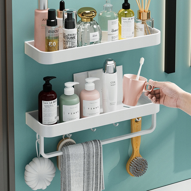 Sprchová Polička Bez Vrtání matná Bílá 2ks