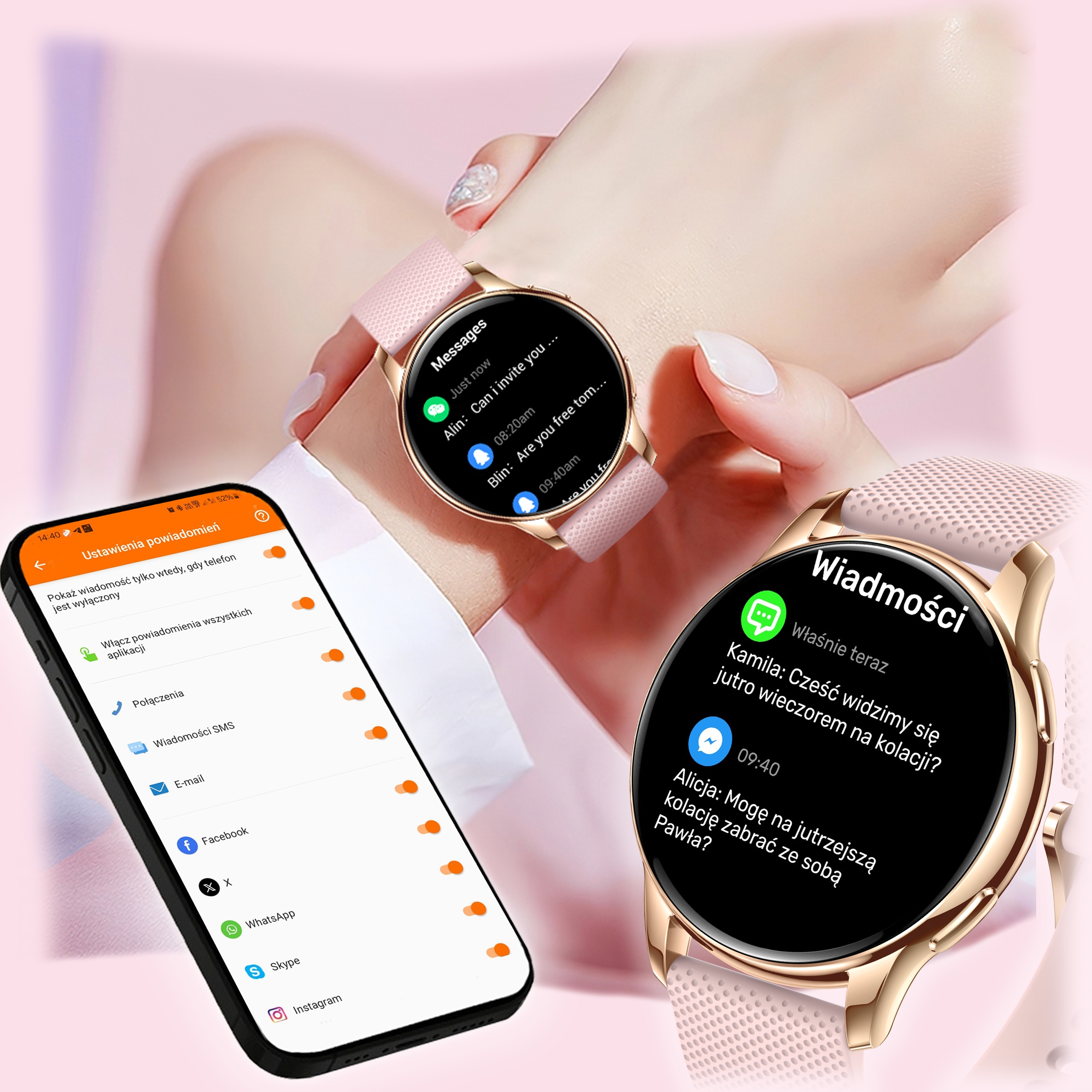 SMARTWATCH DAMSKI AMOLED ROZMOWY SPORT PULS POMIARY PL SMART WATCH ZŁOTY Mechanizm automatyczny