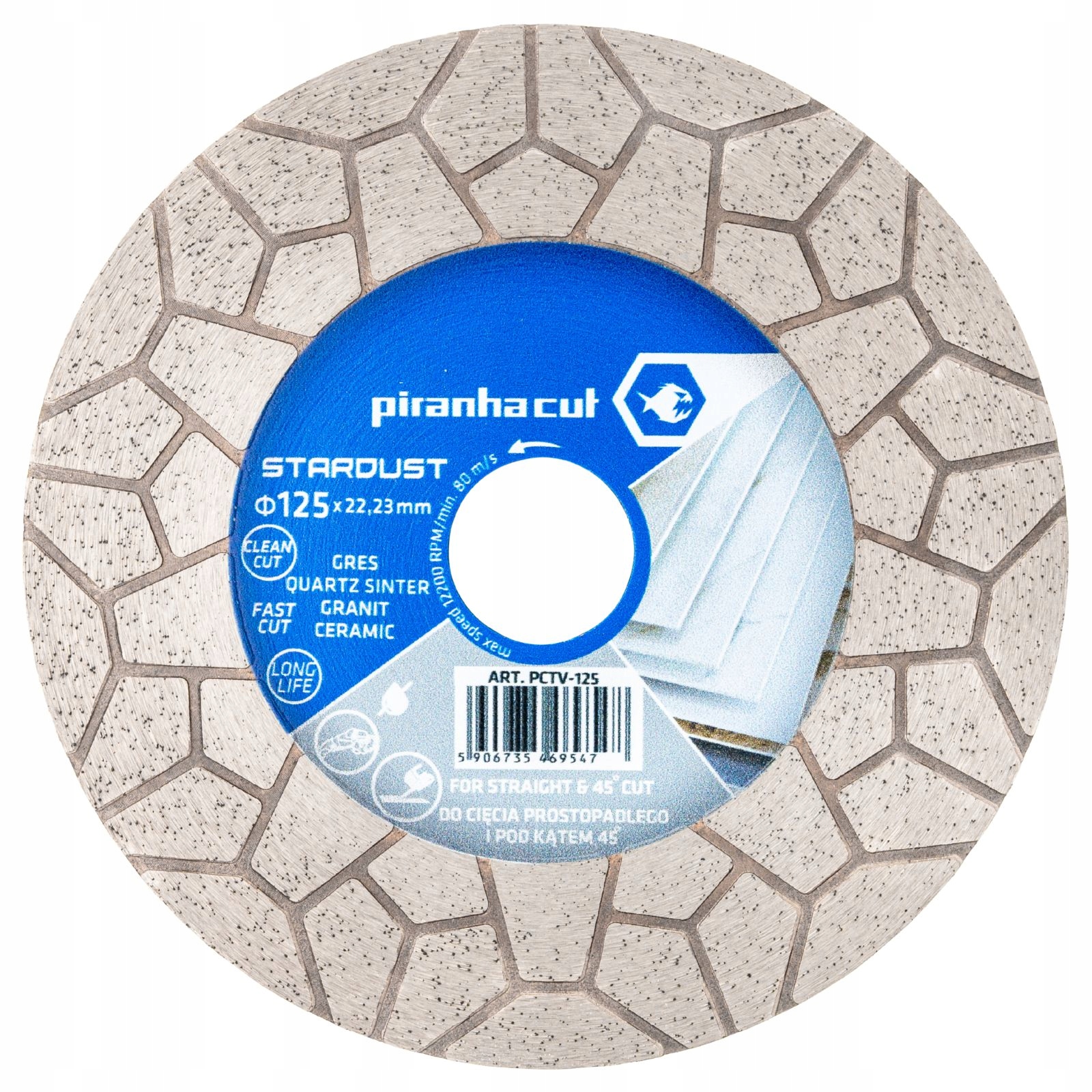 Diamantový kotouč pro úkosovací gres 45 stupňů Piranhacut 125 mm