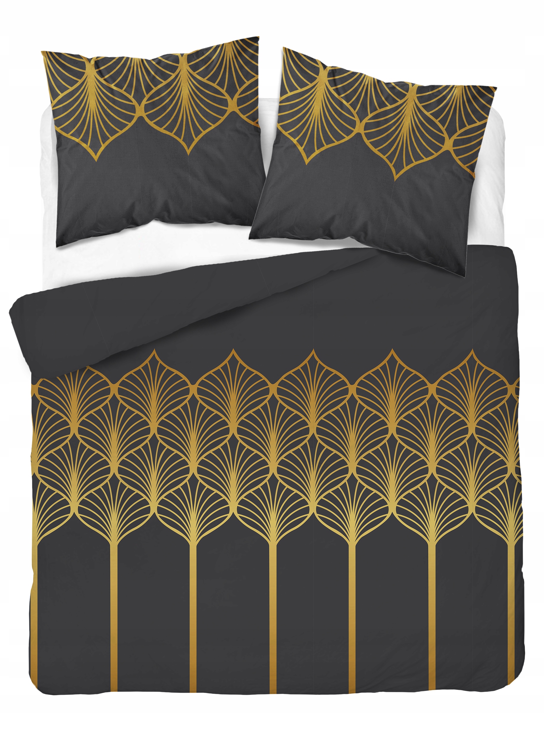 Pościel satynowa czarna złota 160x200 bawełniana młodzieżowa