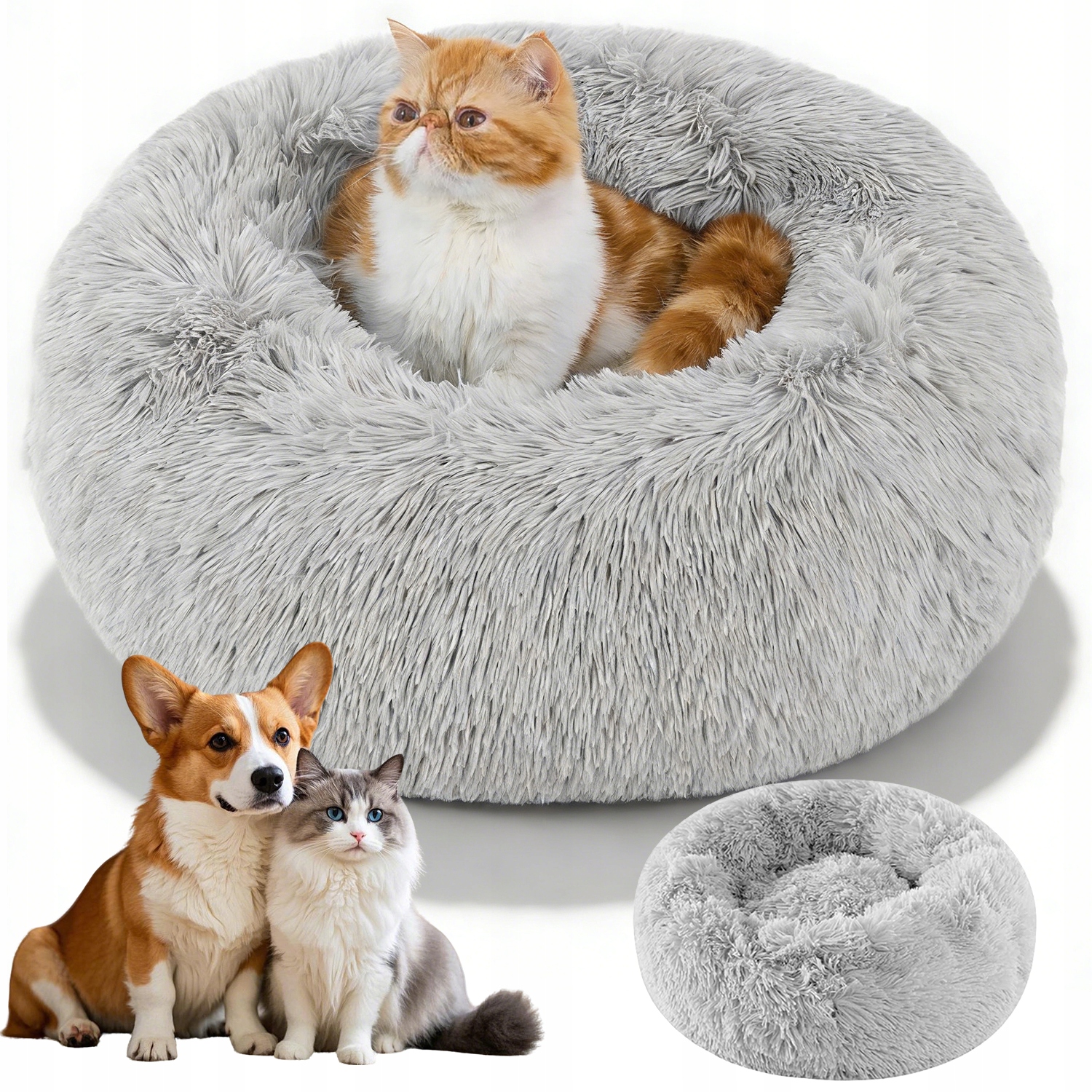 Levně Pelíšek Z Plyše Pro Psa Kočku Kulaté, Komfortní, 60 CM