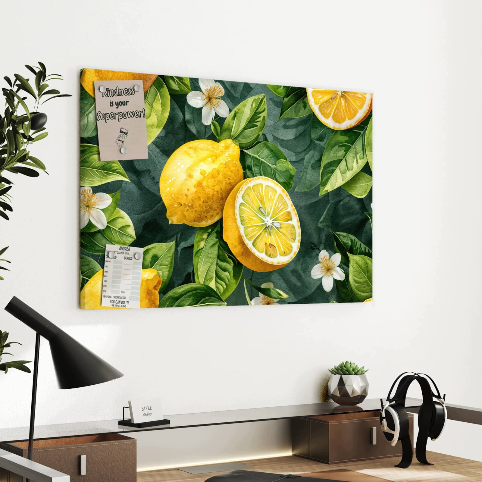 Magnetická tabule Vzor citronový 60 × 40 cm