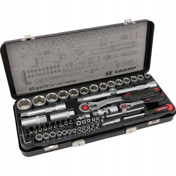 Zestaw kluczy nasadowych 1/4” + 1/2" 65 ele.