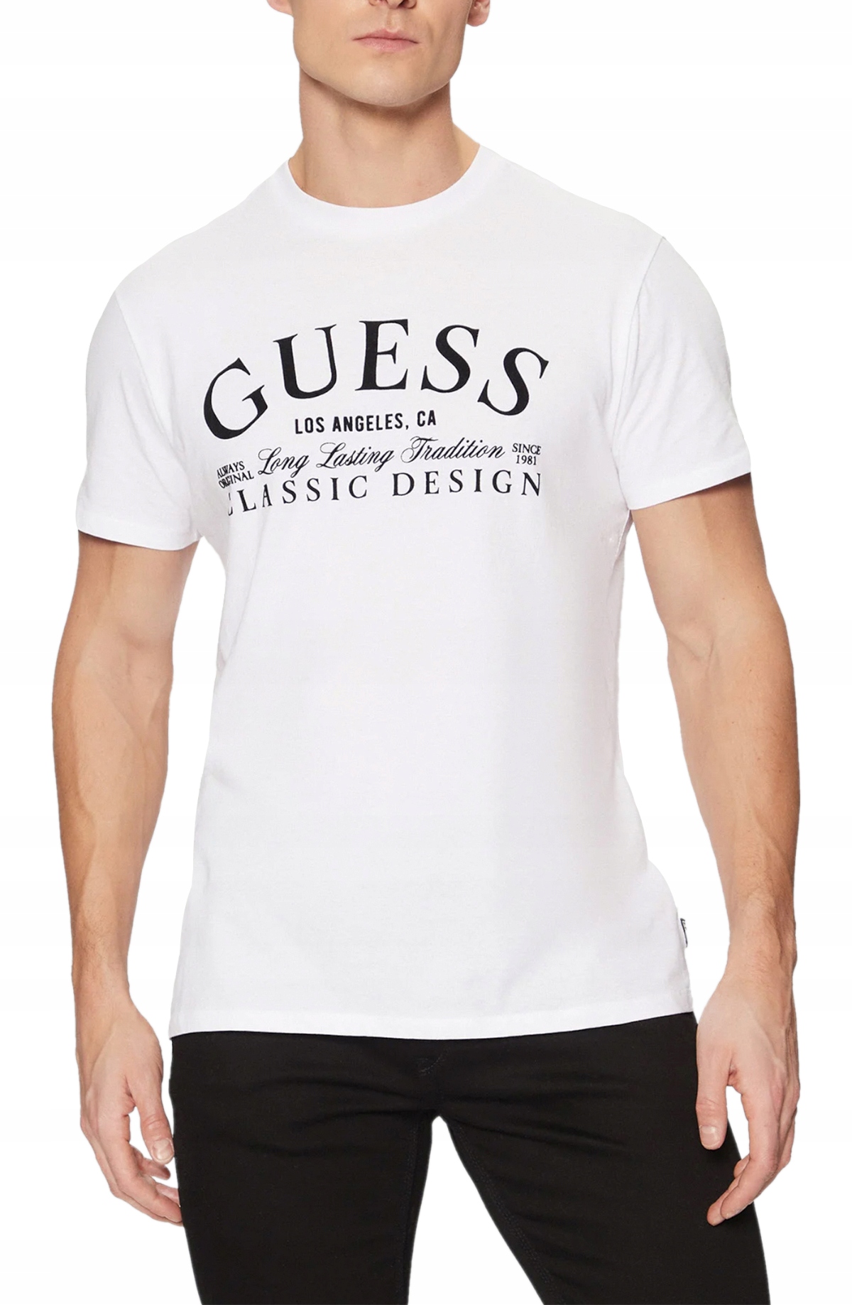 Guess bílé pánské logované tričko tričko s krátkým rukávem L