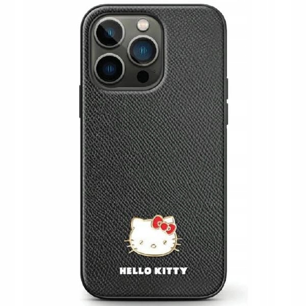 Pouzdro Hello Kitty Metal Logo Kitty Head pouzdro pro Samsung Galaxy Z Flip 5 černé