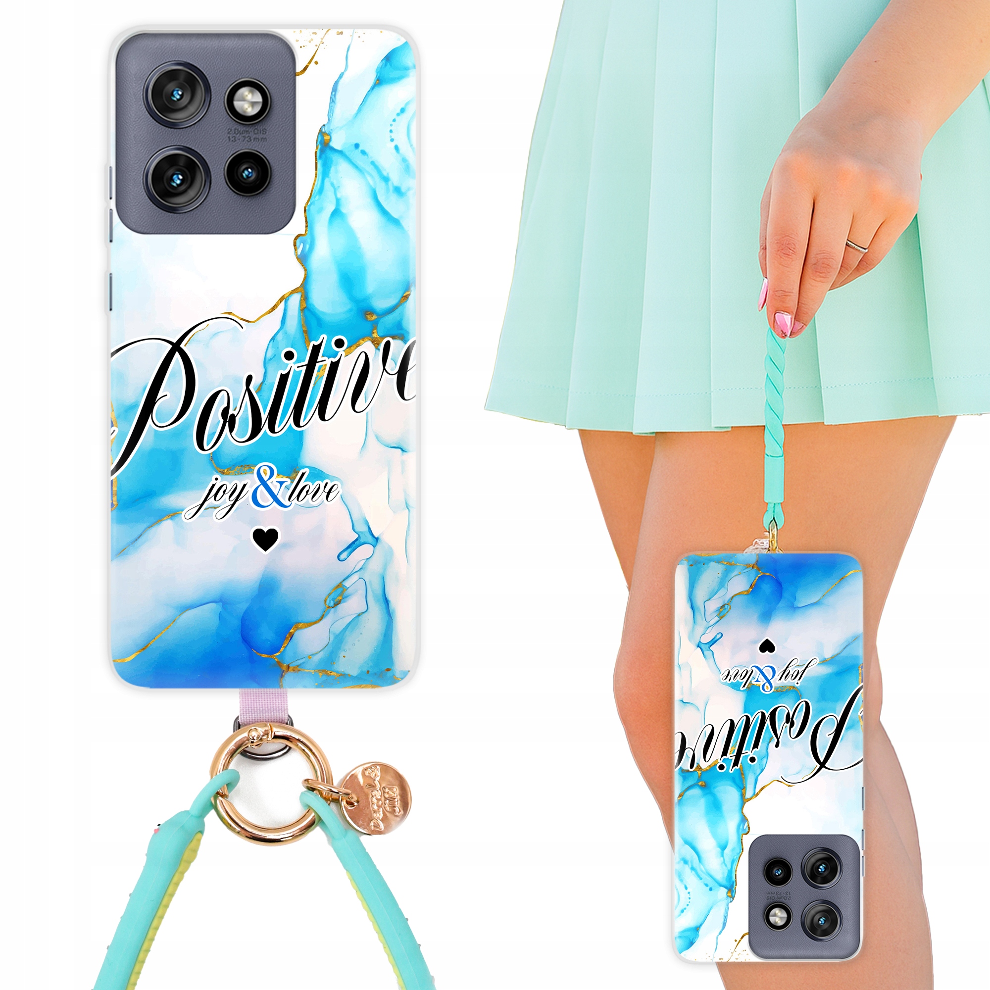 Etui Pre Motorola Edge 50 Neo Silný obal v modro-zlatom vzore|Smyč-Hadica