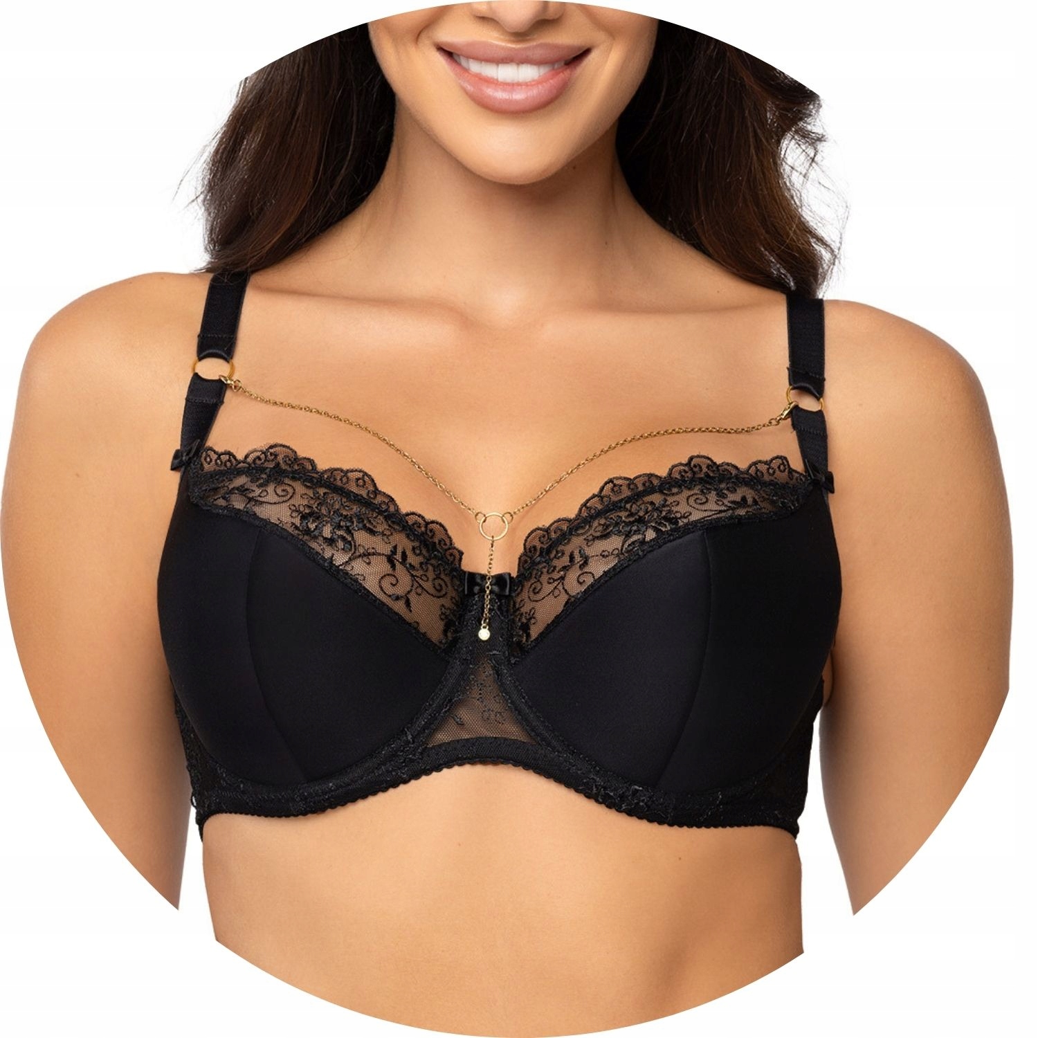 Polovyztužená podprsenka Semi Soft Róża Lasinga černá 85G