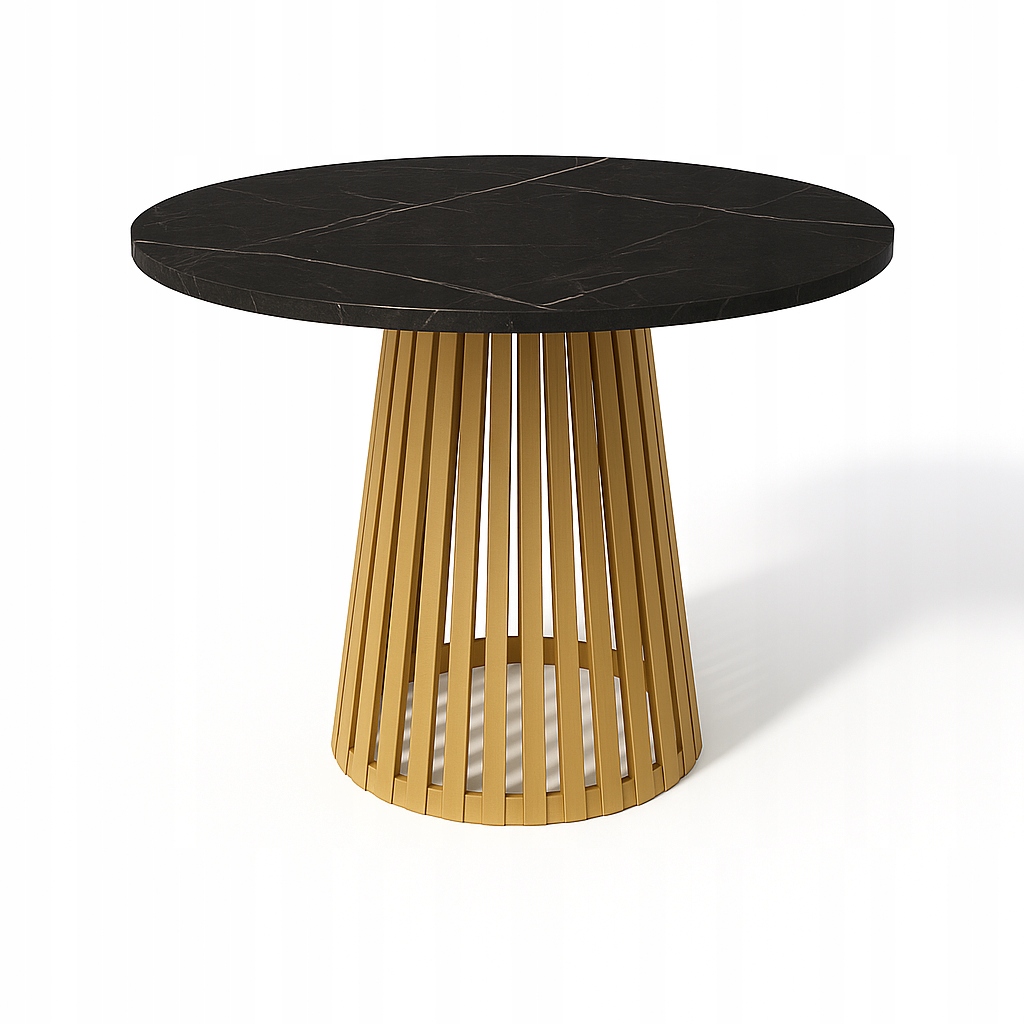 Stůl glamour zlatý s mramorem černý 75 cm, moderní stůl do obývacího pokoje