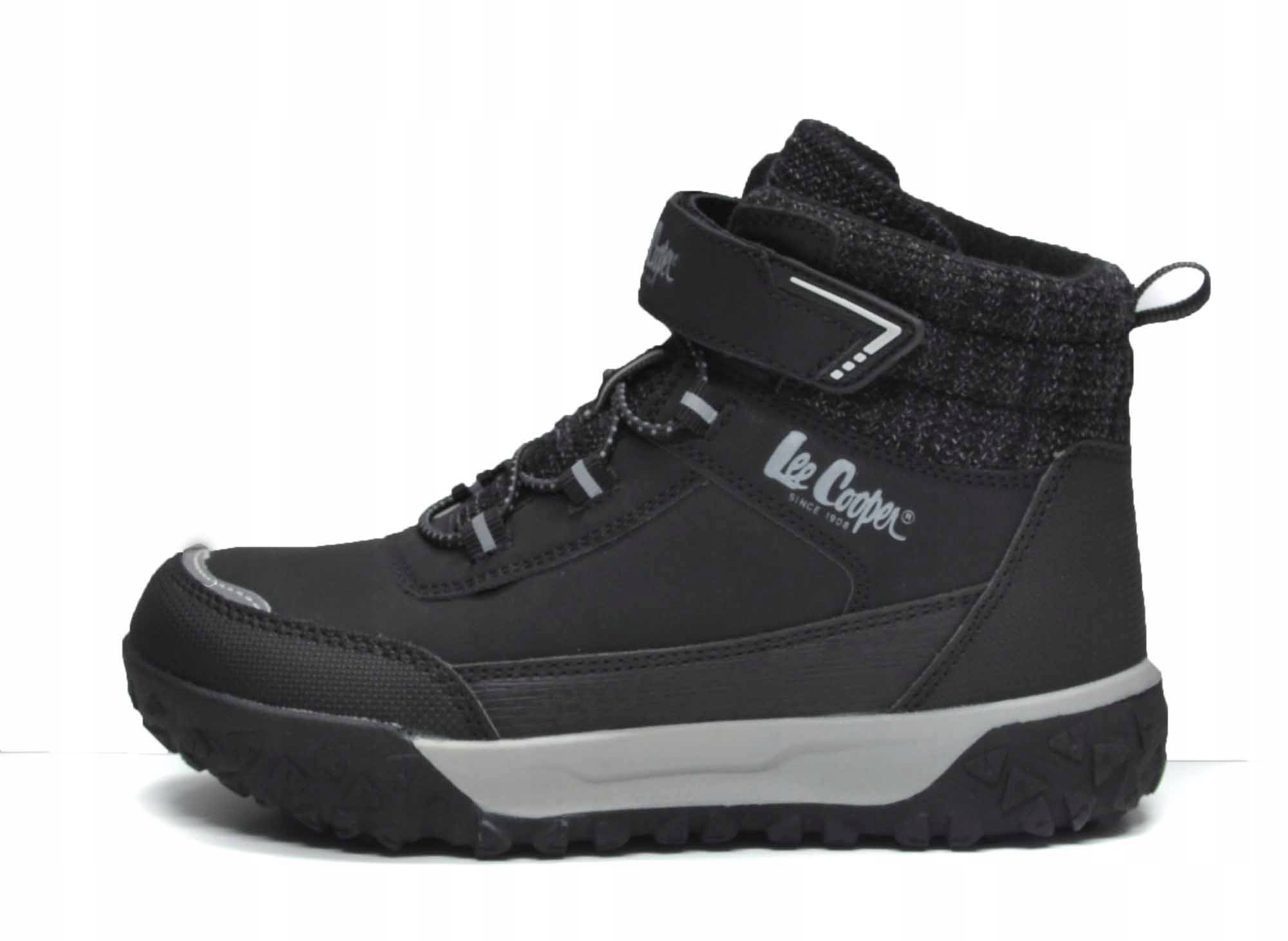 Buty Zimowe Dziecięce Lee Cooper Ocieplane Polar Na Rzep Czarne Za Kostkę