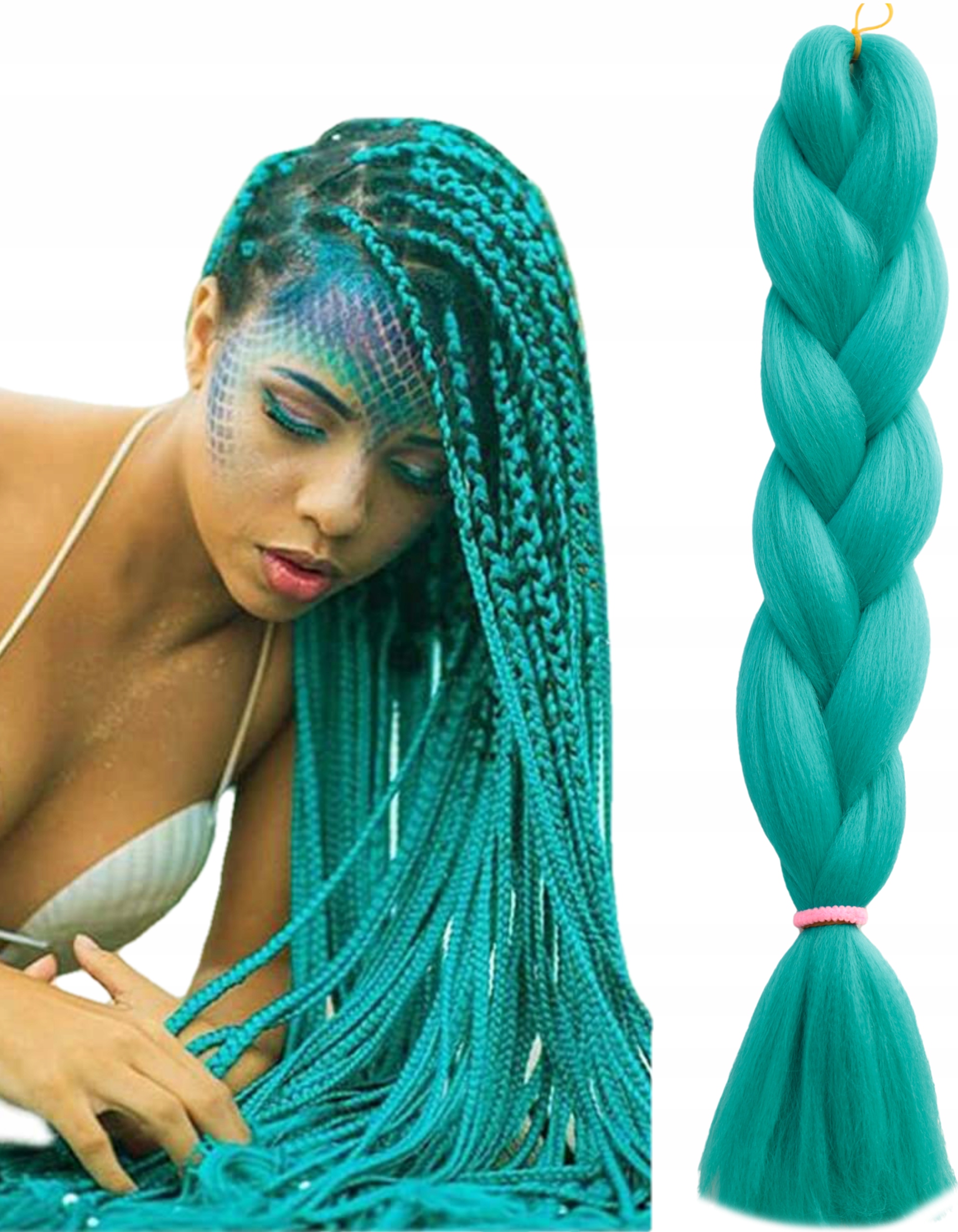 Włosy syntetyczne na warkoczyki KOLOROWE 100 gram