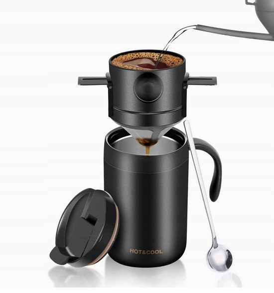 Hrnek Na Kávu S Filtrem Nerezová Ocel 304 Termoska Dvojitá Stěna