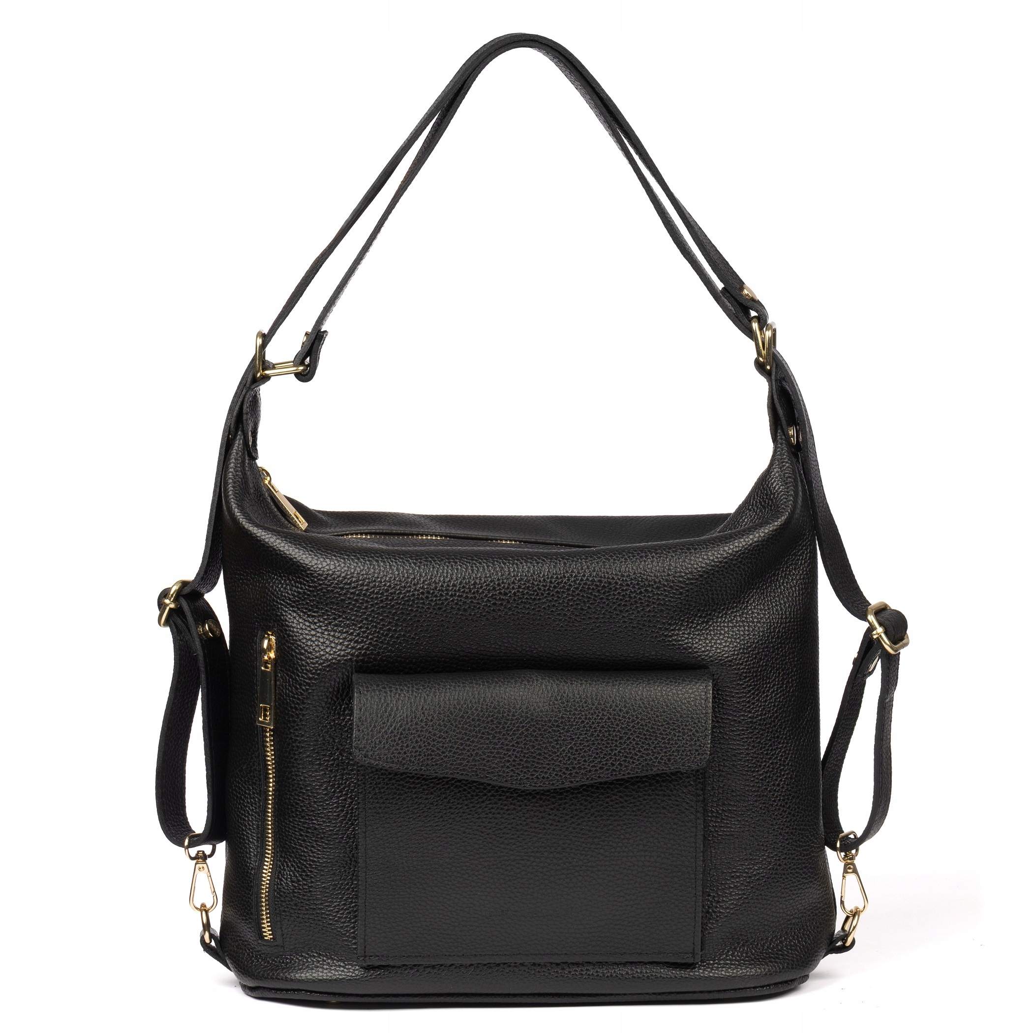 Dámská batoh 2v1 kožená černá shopperka přes rameno Laura Biaggi