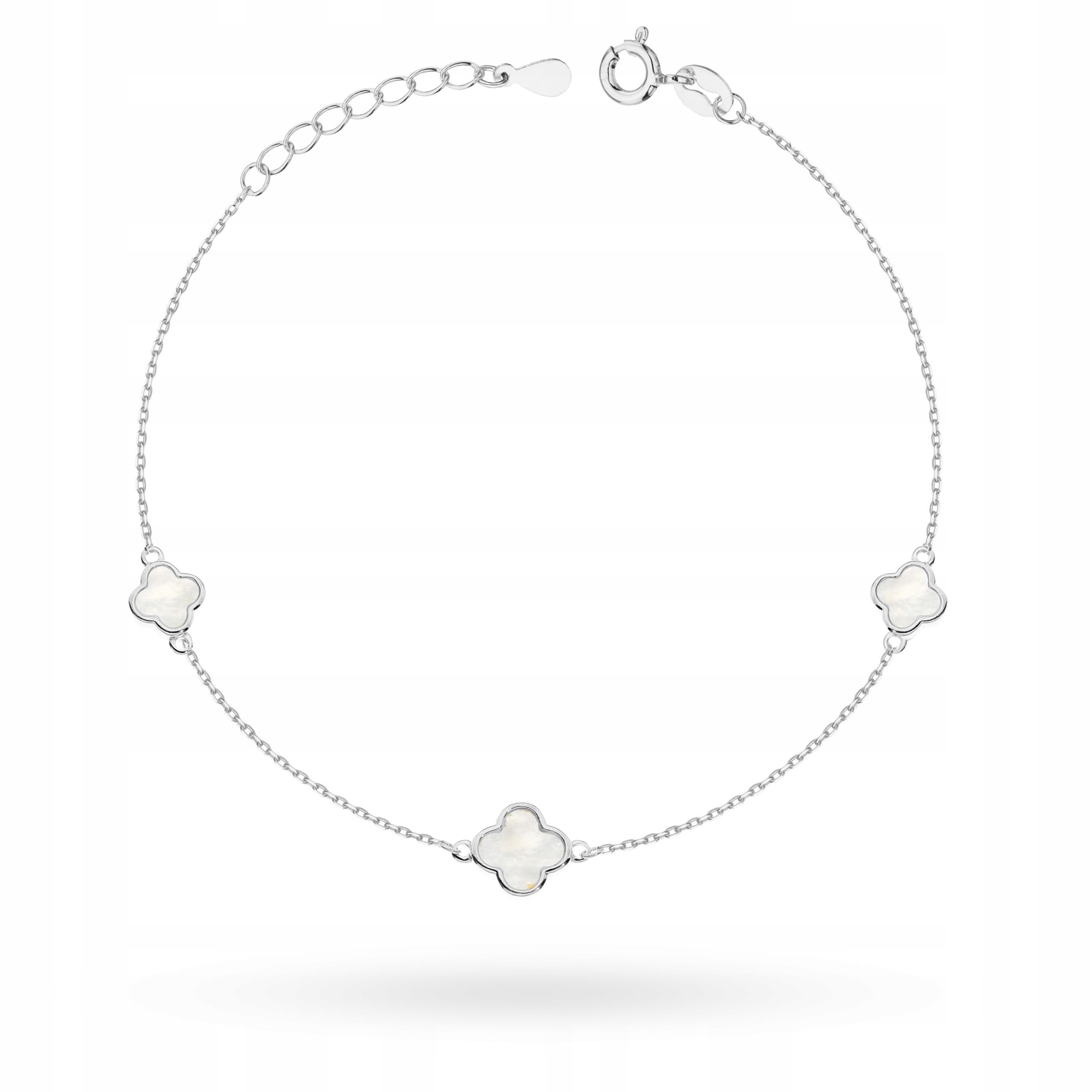 Stříbrný Náramek Dámský ryzost 925 Jetelky Jetel Lilijka Bílá Masa