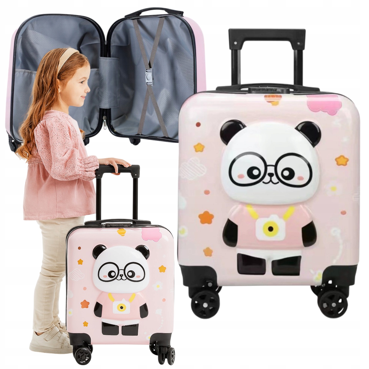 Walizka dziecięca Panda 3D na kółkach