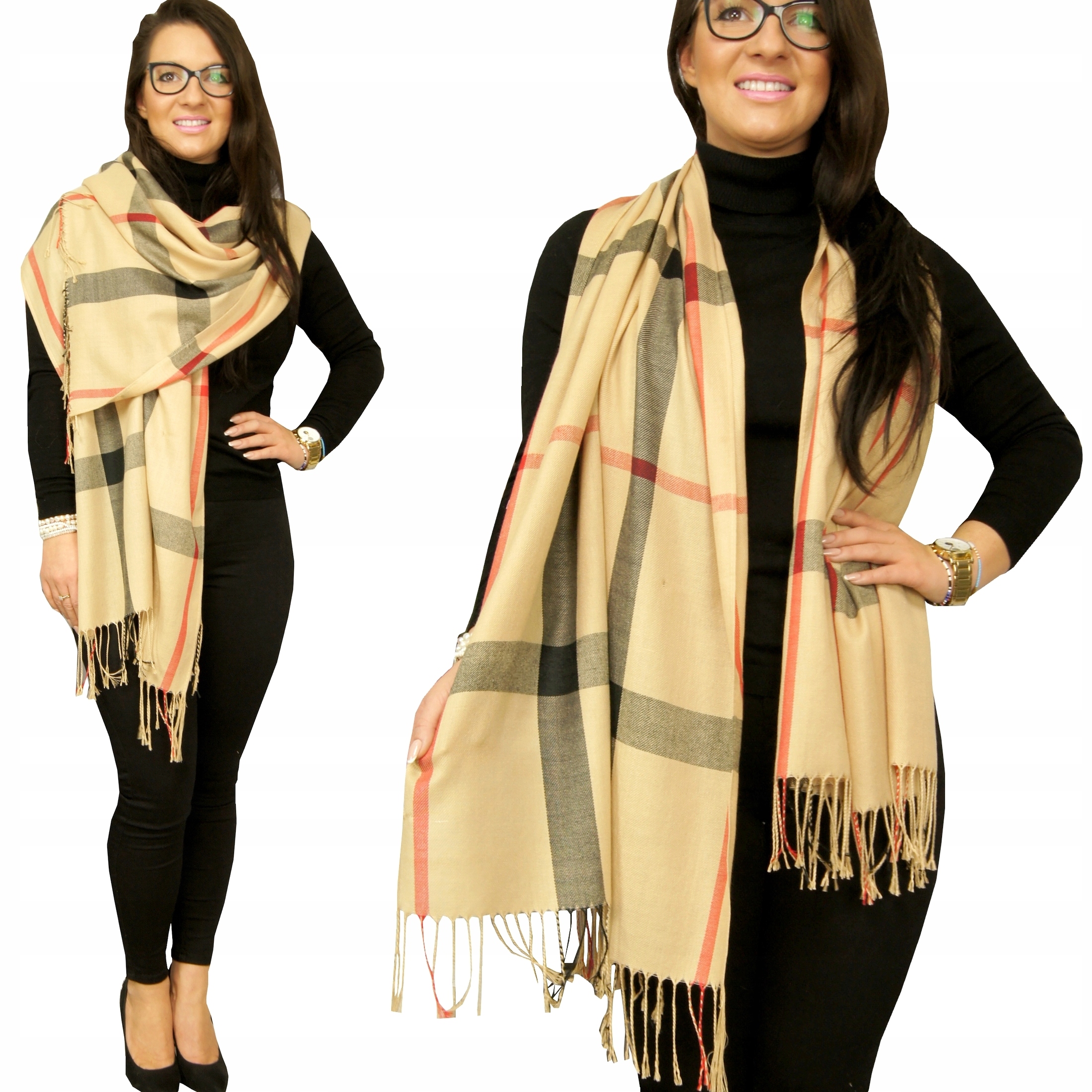 

Szal Krata Angielska Chusta Frędzle - Modne Kolory