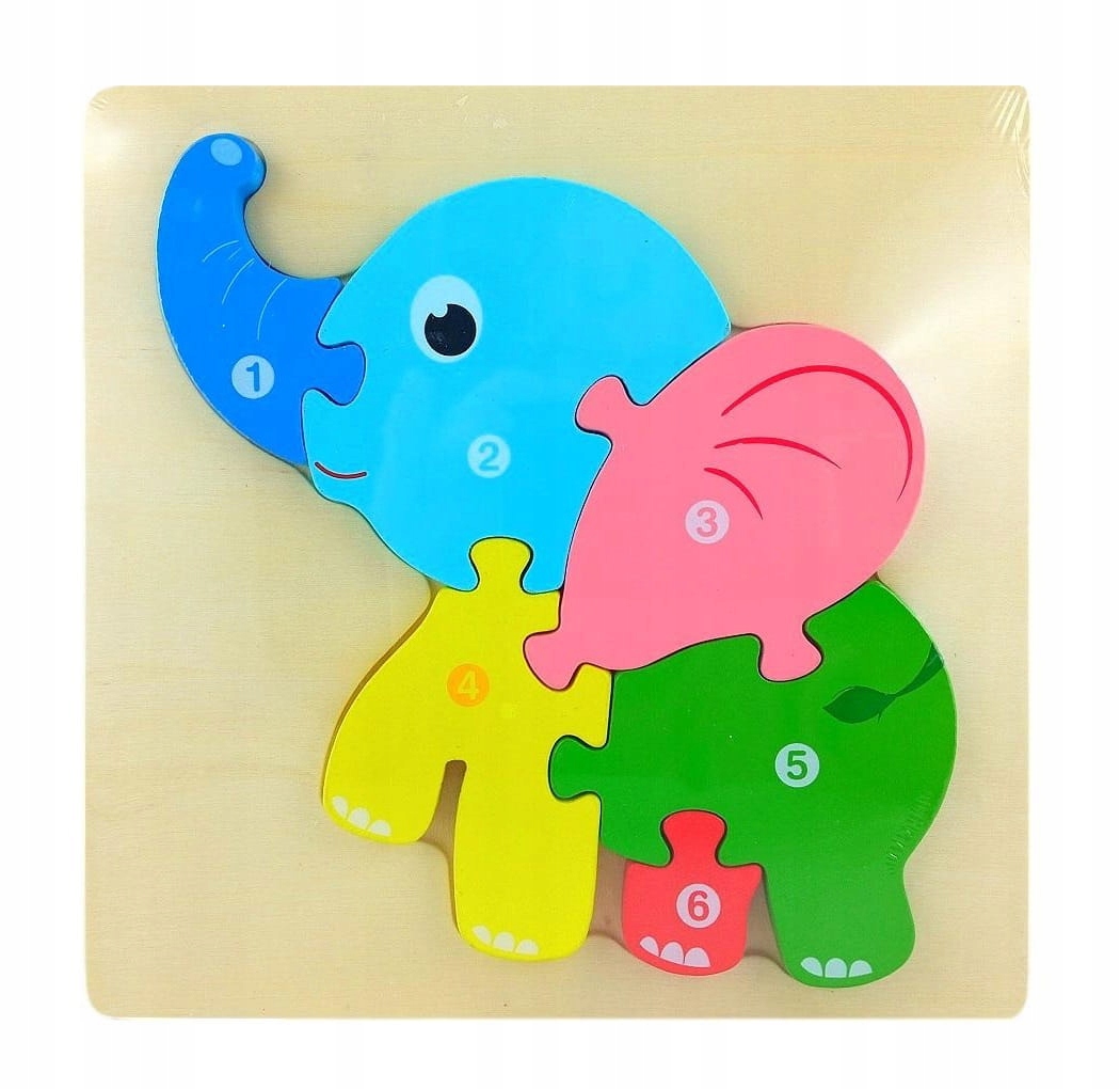 

Drewniana Układanka Puzzle Montessori Słonik