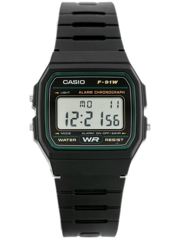 Pánské Hodinky Casio F-91W-3DG Černá Datumovka Stopky Dárek Pro Kluka